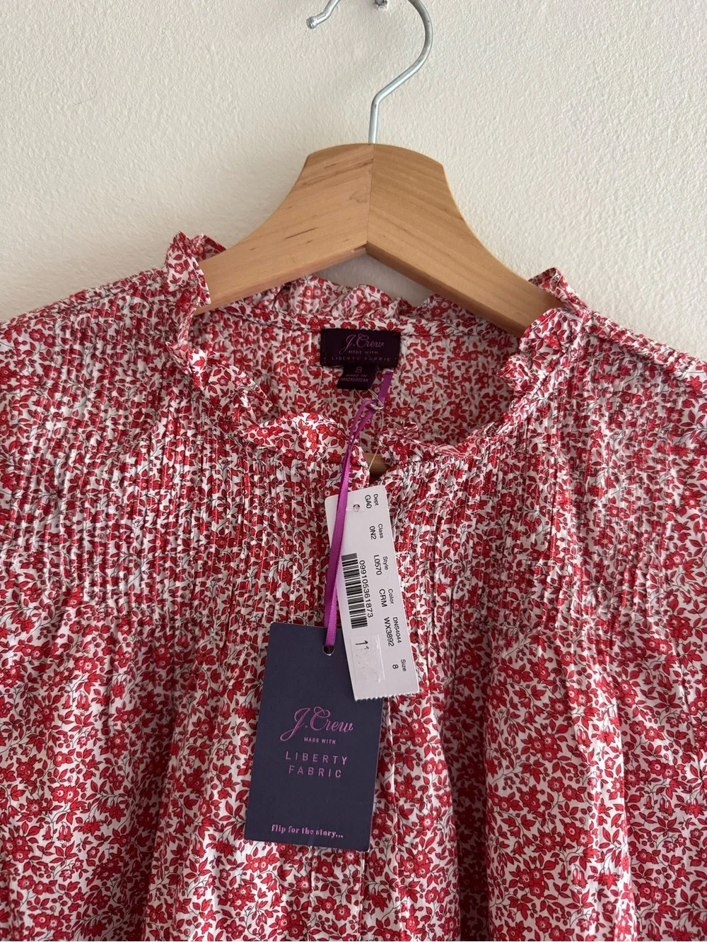 NWT J.Crew x Liberty floral blouse pink 8